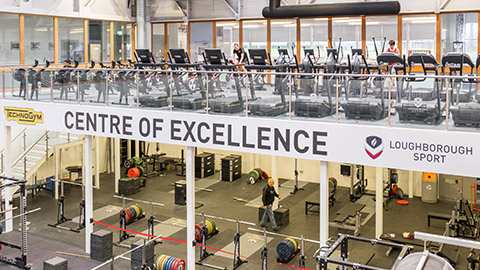 Powerbase gym with Centre of Excellence banner